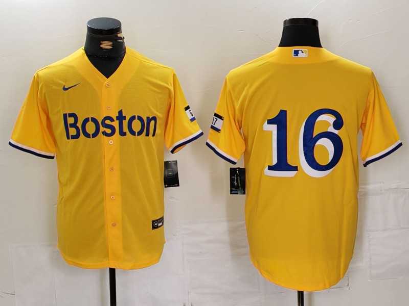 Men%27s Boston Red Sox #16 Jarren Duran Gold City Connect Stitched Baseball Jersey->baltimore orioles->MLB Jersey
